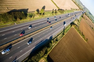 cars driving on an interstate