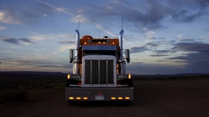 Trailer with sunset in the background
